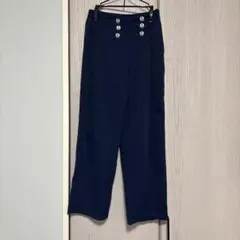 ネイビー ボタン付き カジュアルパンツ 160cm