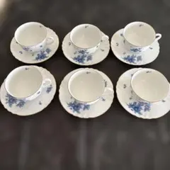 大倉陶園◎ブルーフラワー クラッシック カップ・ソーサー 6客セット