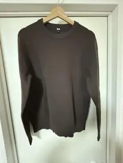 UNIQLO ウォッシャブルミラノリブクルーネックセーター　ブラウン　M