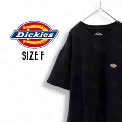 ディッキーズ Tシャツ 古着 ワッペンロゴ 無地 黒 F 胸ポケットc31