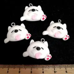 3点限り⭐白い犬.。.:*4個♡シルバーチャーム