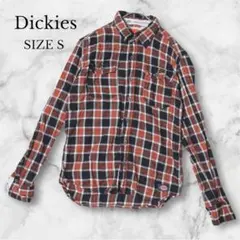 ディッキーズ　ネルシャツ　長袖　チェック柄　綿100%　カジュアル　ブラウン　S