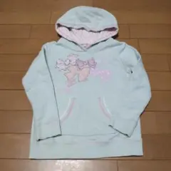 mezzo piano水色リボンプリントフードトレーナー