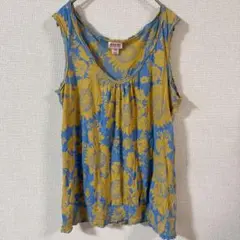 MOSSIMO 【XXL】 ノースリーブ チュニック 花柄 ブルー イエローのサムネイル