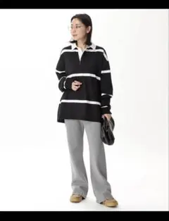 AP STUDIO アメリカーナ別注 ボーダーラグビーシャツ