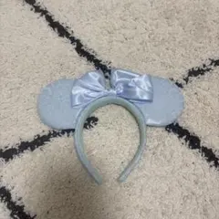 水色 ミッキー耳カチューシャ リボン付き