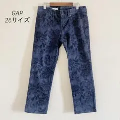 GAP REAL STRAIGHT 플로랄 디자인 데님 팬츠 26 인디고 블루