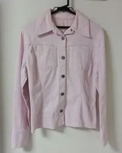 ピンク薄手Gジャン　ジャケット　 ボタン付　 レディース　春夏　古着　М　デニム