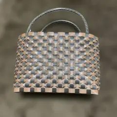 チェック柄　PPカゴバッグ
