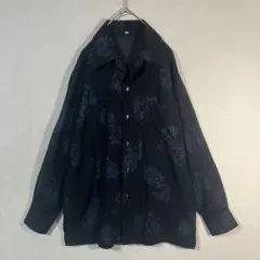 90s〜00s 古着 アシンメトリー切替 エスニック柄シャツ 長袖 メンズL