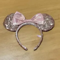 ディズニー カチューシャ ピンク リボン ミニー スパンコール