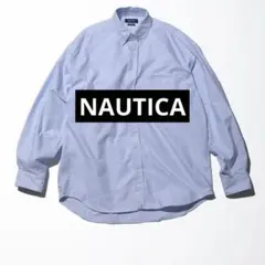 【送料無料】NAUTICA 長袖ボタンダウンシャツ ストライプ 刺繍ロゴ