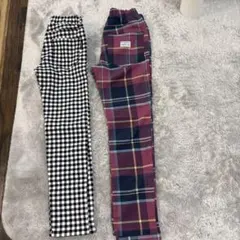 ストレッチ チェック柄 長ズボン140センチ