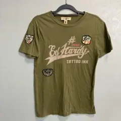 N287−1◯ Ed Hardy Tシャツ カーキ 半袖 Sサイズのサムネイル