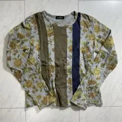 AD2001 トリココムデギャルソン 長袖カットソー 花柄総柄 異素材切り替え