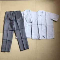 Fs43 男子盛夏事務服 半袖 前開き ズボン 長ズボン 3点セット 1号 5号