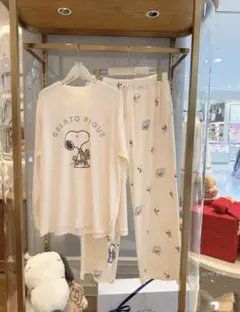 ジェラートピケ×スヌーピー　ワンポイントロンT 　ホワイト　上下セット 15-9