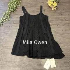 新品タグ付き ミラオーウェン レースキャミ 黒 アシメ 刺繍のサムネイル