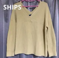 SHIPS シップス Vネック リブニット 長袖　日本製 綿100%