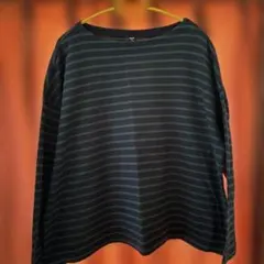 UNIQLO ダークグリーン ストライプ 長袖 XXL