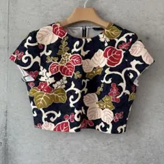 ZARA BASIC 花柄 クロップドトップ M