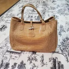 クロコダイルレザー トートバッグ ベージュ　ロンシャン　LONGCHAMP