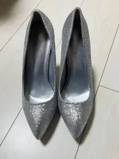 シルバー グリッターハイヒールパンプス