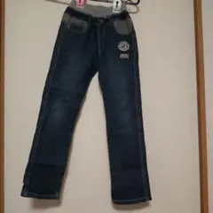ダークブルー ストレートレッグ パンツ 子ども 紺 ジーンズ 130cmサイズ