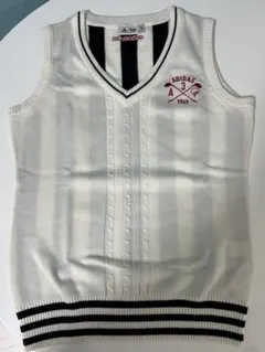 adidas ストライプ Vネック ベスト S