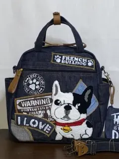 ☆岡山デニム☆スパンコール☆フレンチブルドッグ♪リュックorワンショルダーバッグ ☆岡山デニム☆スパンコール☆フレンチブルドッグ♪リュックorワン
