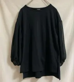 90s〜00s バルーン シフォン切替 ブラック ヴィンテージ ブラウス 