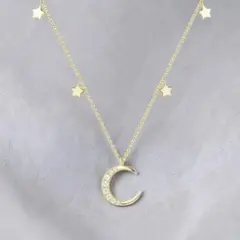 ネックレス シルバー925 月 ギフト 18金 ゴールドメッキ ギャラクシー