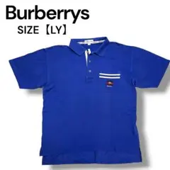 BURBERRYS LY スリムタイプ ブルー ポロシャツ Vネック 馬上の騎士のサムネイル