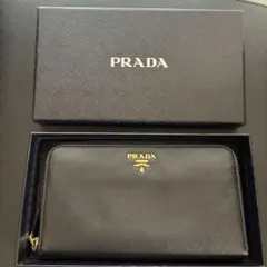 【箱つき】PRADA プラダ ラウンドファスナー 長財布 黒のサムネイル