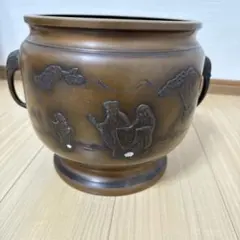 銅製 火鉢 獅子双耳 獣面文様 宣徳火鉢 11日12日限定！古銅製 火鉢 獅子耳 獣面文様 - メルカリ