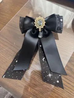 リボンの髪飾り　ハンドメイド作品　髪留め　女の子　推しカラー　黒