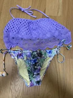 レディース セパレート水着 ビキニ 花柄 パープル 9EF