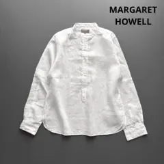 美品✨マーガレットハウエル シャツ 麻 ブラウス プルオーバー バンドカラー MARGARET HOWELL - MHL. バンドカラーシャツ プルオーバーの通販 by