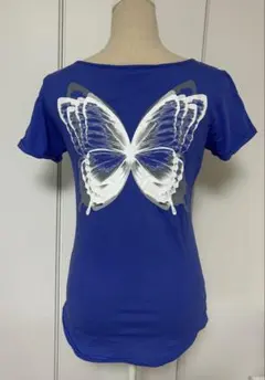 EA7 EMPORIO ARMANI バタフライプリント 半袖Tシャツ ブルーのサムネイル