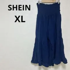 SHEIN 【XL】ネイビー ガウチョパンツ
