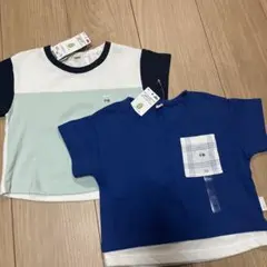 お名前タグ付き　バイカラーTシャツ　オーガニック コットン 綿　園　幼児アウター