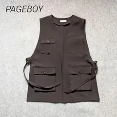PAGEBOY ページボーイ ベスト ジレ ロング丈 マルチポケット ブラック