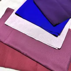 着物リメイク　着尺　　はぎれ　ハンドメイド　絹 　色無地　5枚セット