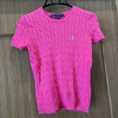 ラルフローレン　ピンク ケーブルニット 半袖セーター