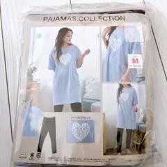 新品　ハートロゴプリント パジャマ Mサイズ ライトブルー　半袖