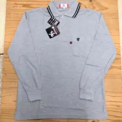 新品タグ付き　グレー　ライオン刺繍　長袖ポロシャツ　Lサイズ