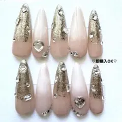 【現品】ギラギラビジュー✨ ベイビーブーマー ロングネイルチップ ワンホン