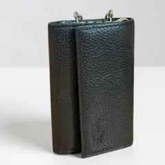 【美品】ポロ ラルフローレン キーケース 5連 シュリンクレザー ブラック 黒