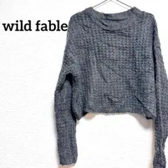 【S】 wild fable グレー クロップド ニット セーター 古着 高見え