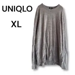 UNIQLO メリノウール ニット セーター XL グレー 長袖 クルーネック